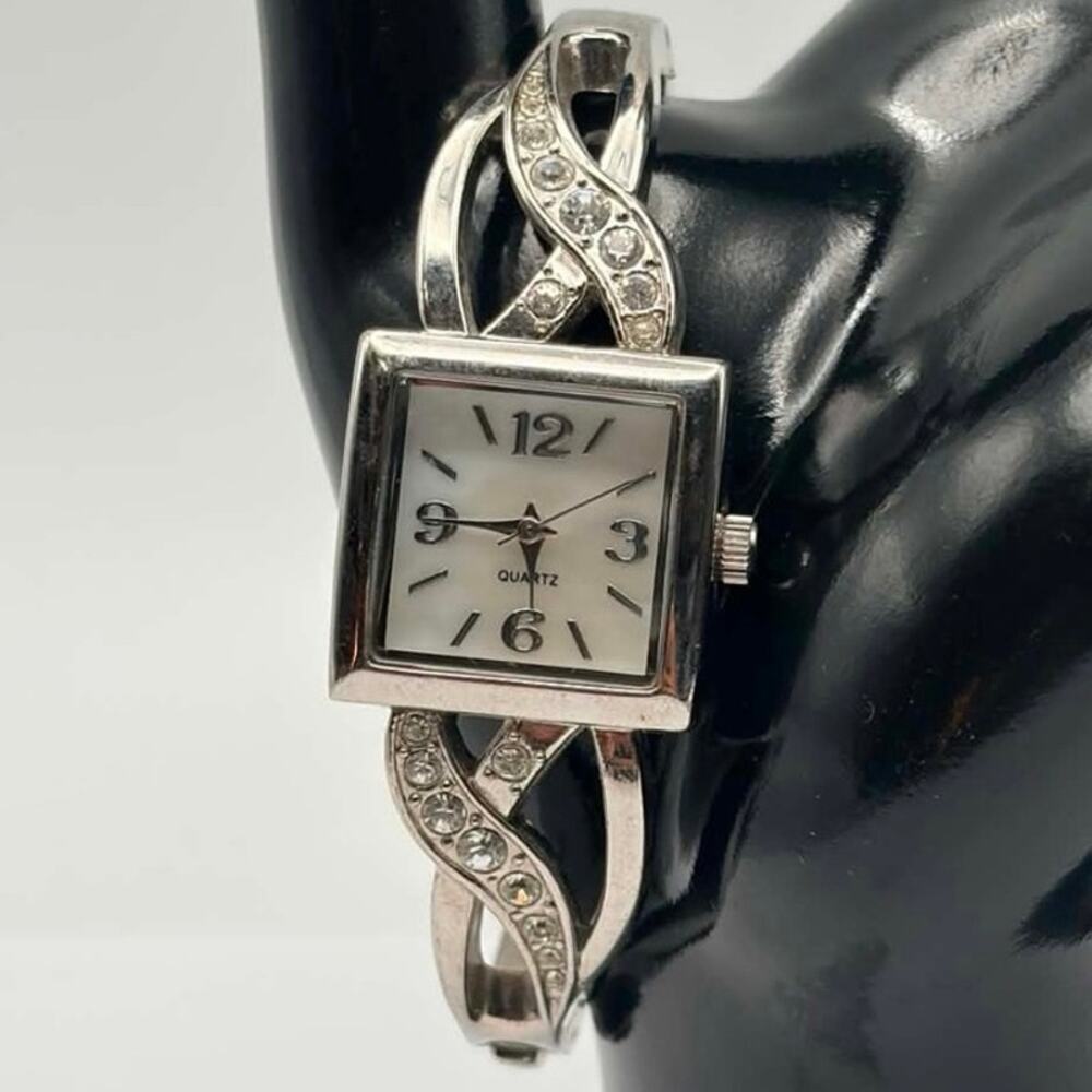 Silver Crystal Quartz Watch